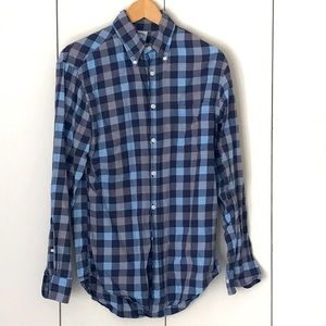 Brooks Brothers blue cotton plaid button men’s shirt. Size SM